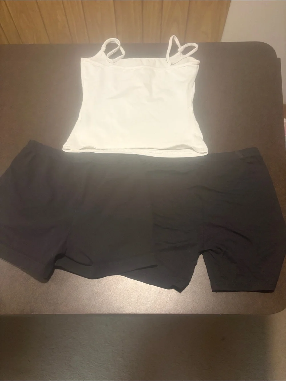 SHEIN White Camisole with Black Shorts Matching Set